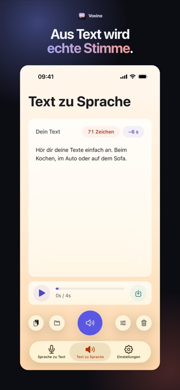 Vorlesen: Aus deinem Text wird eine echte Stimme.